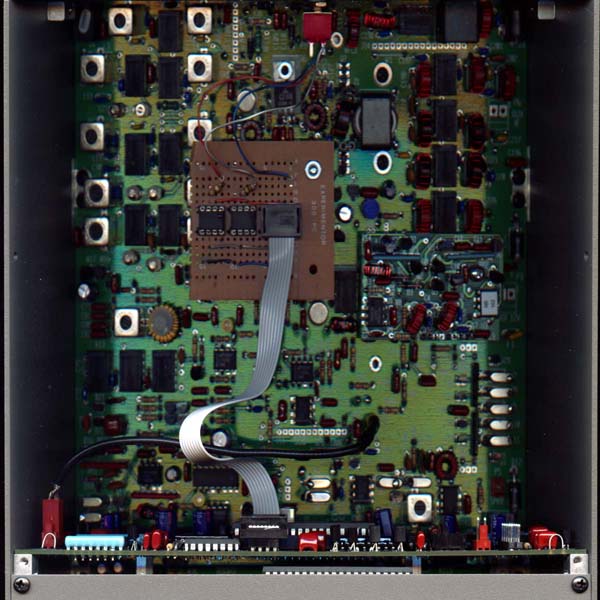 [top view of K2 with memory doubler board,
click for larger view]